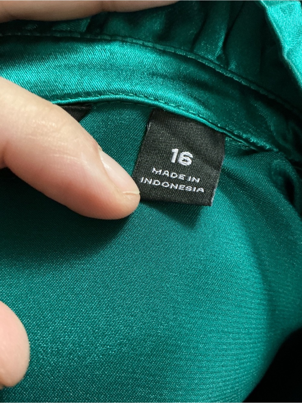 Investments Emerald Satin Ruffle Collar Button-Down Shirt - Picture 7 of 8
